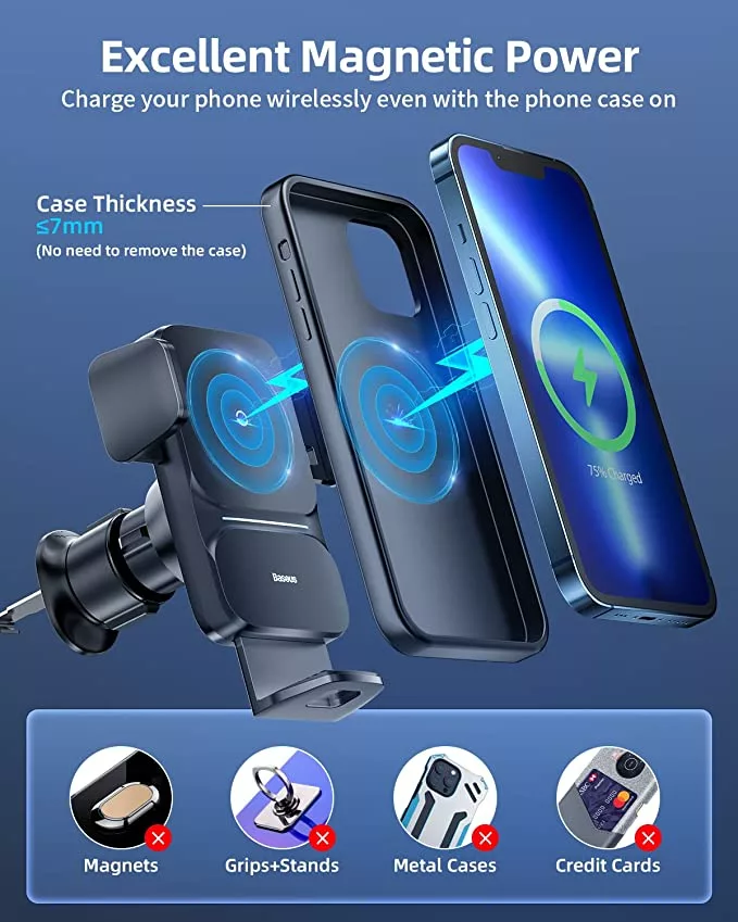 Wireless Car Charger, Baseus 15W Qi Smart Car Wireless Charger Phone Mount - Image 4
