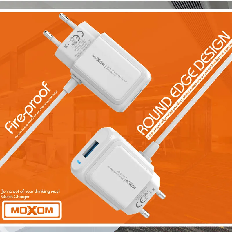 MOXOM KH-66 CHARGER Built-In Cable With USB Fast Charging Port 2.4A High Quality MOXOM - Image 4
